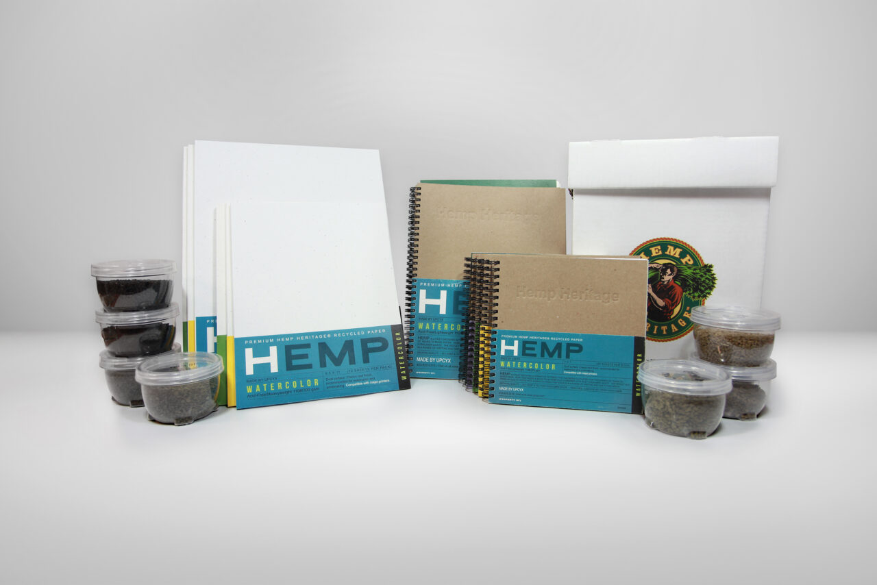 Hemp Heritage paper products made by Upcyx